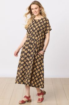 Jalpa Drop Waist Buttondown Maxi Dress - Black/Multi