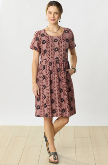 Anura Cotton Double Gauze Knee-Length Dress - Sugarplum