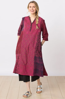 Shaily Deadstock Side-Slit Kaftan - Berry/Multi