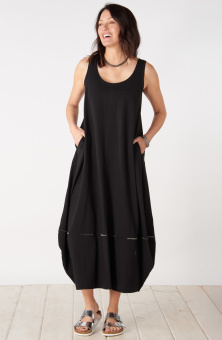 Sonam Cotton Jersey Lantern-Hem Tank Dress - Black