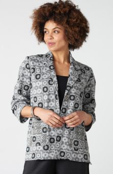 Vilas Block Print French Terry Blazer - Heather grey/Black