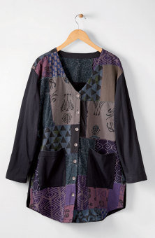 Deesha Upcycled Patchwork Knit Cardigan - Black/Multi