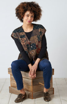 Reversible Upcycled Patchwork Navya Vest - Chindi/Walnut