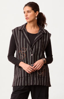 Product Image of Saisha Textured Cotton Blazer Vest - Black