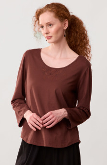 Maira Long-Sleeve Cotton Jersey Tee - Redwood