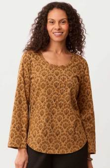 Maira Block Print Cotton Jersey Tee - Cedar