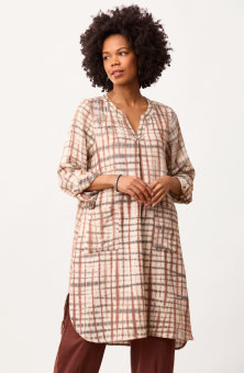 Rashmika Cotton Crepe Shibori Long Shirt - White/Multi