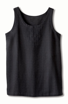 Anju Textured Cotton Tank - Black