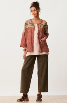 Vani Pull-On Textured Cotton Pant - Walnut