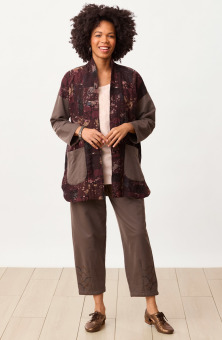 Agra French Terry Barrel-Leg Pant - Redwood