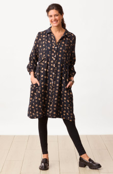 Vamika Button-Front Knee-Length Shirtdress - Starlight