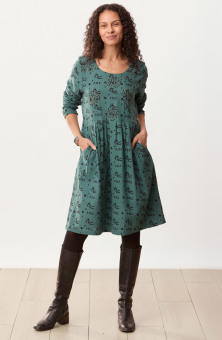 Anura Cotton Double Gauze Knee-Length Dress - Dusty teal