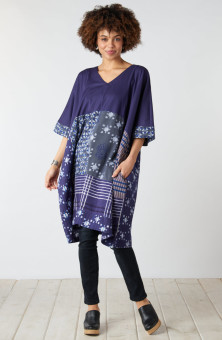 Irla Mixed Media V-Neck Kaftan Dress - Starlight/Multi