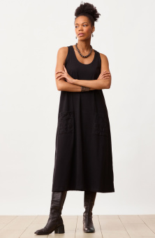 Priya Jersey A-line Midi Tank Dress - Black
