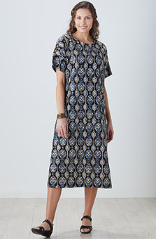 Vishala Shift Dress - Black/Multi