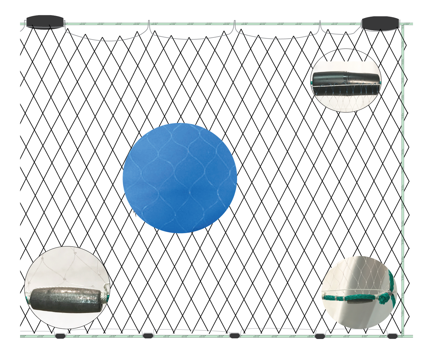 #6 Mono Gill Net, 3-1/2 in. Sq., 7 in. Str., 15 MD, 8 ft., 50 Yard Net