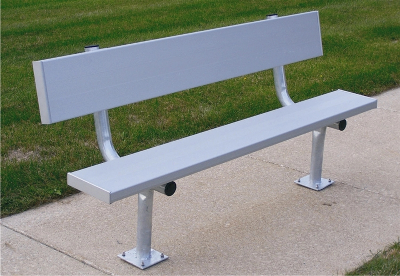 Bench with BackRest - Surface Mounted, Aluminum and Steel