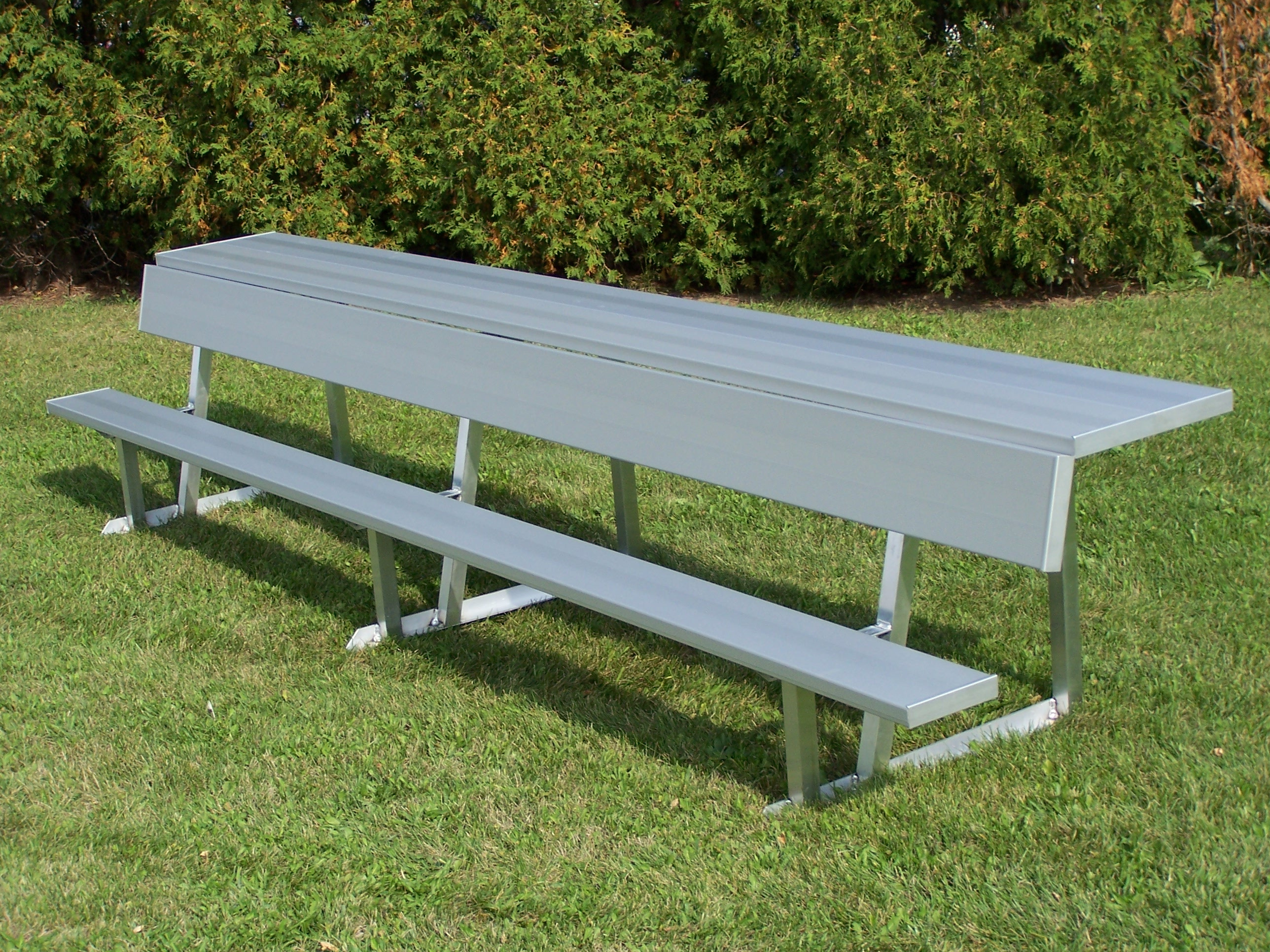 Bench with BackRest and Shelf - Portable, All Aluminum 
