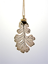 Oak Lace Leaf Necklace - 24K Gold Finish