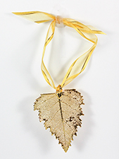 Birch Lace Leaf Ornament - 24k Gold Finish
