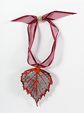 Birch Lace Leaf Ornament - Iridescent Copper