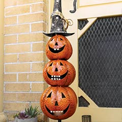 Stacked Metal Jack-O-Lanterns