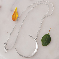 Crescent Moon Silver Necklace