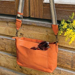 Tangerine Leather Crossbody