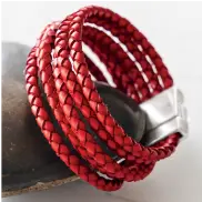 Red Leather Wrap Bracelet