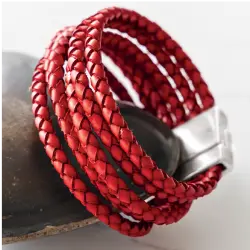 Red Leather Wrap Bracelet
