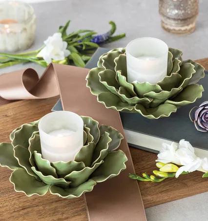 Nestling Leaf Votive Holders