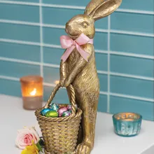 Gilt Bunny Statue & Chocolate Eggs