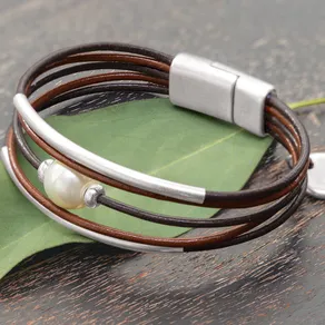 Leather & Pearl Bracelet