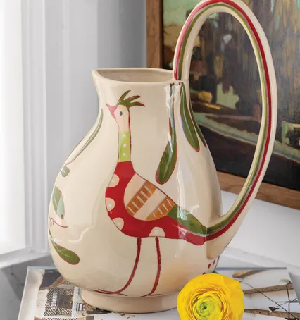 Hand Painted Yardbird Pitcher - Gifts For The Home