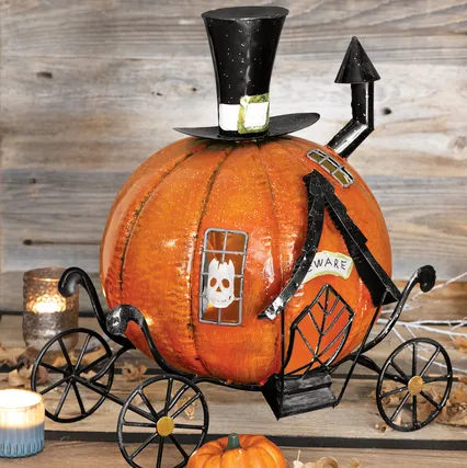 Artisan Lit Pumpkin Carriage