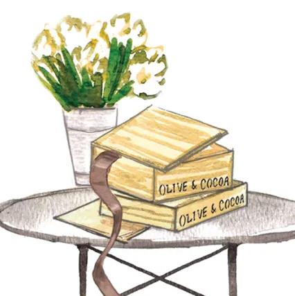 Illustrated Olive and Cocoa gift wrap