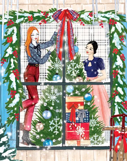 Olive & Cocoa illustration of a holiday window