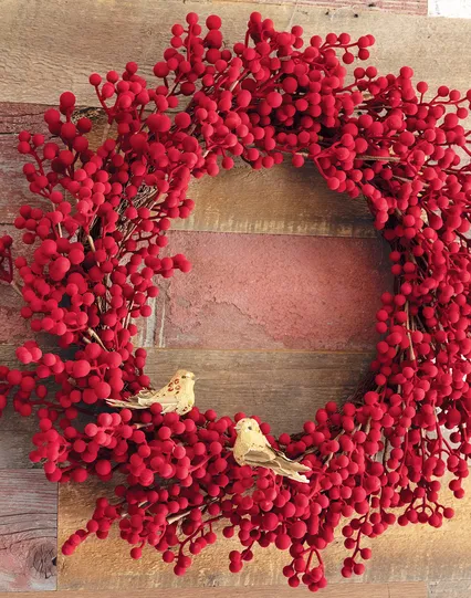 Red Berry Songbird Wreath
