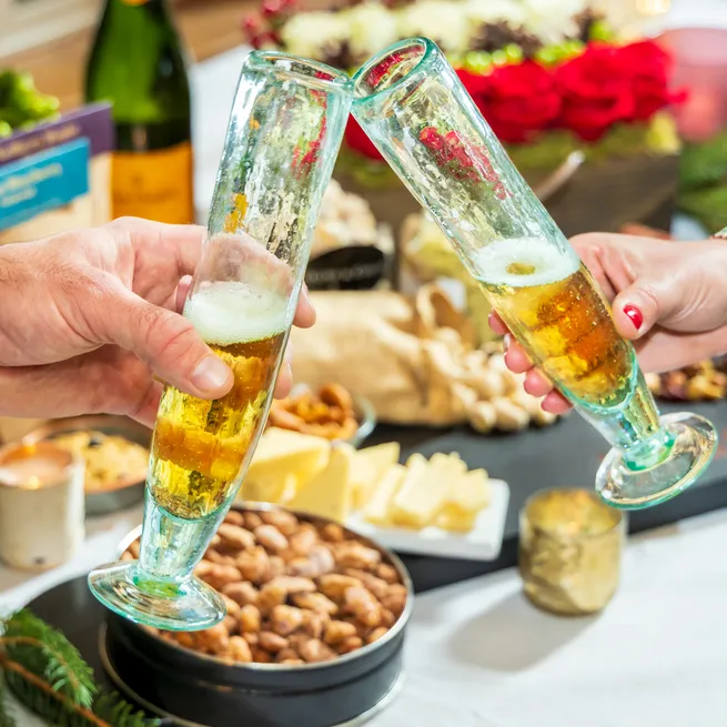 Toasting at an autumn gathering