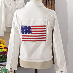Hand Beaded Flag Denim Jacket