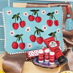 Embroidered Cherry Beauty Bag Set