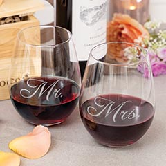 Happy Couple Etched Wine Glasses