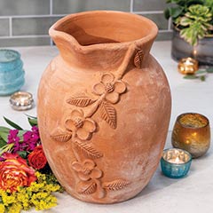Blooming Vines Terracotta Vase