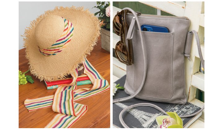 A sun hat and bag that are perfect for a Mother's Day weekend