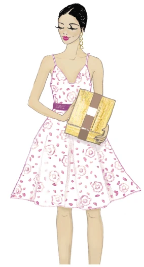 Illustration of Cocoa holding a wrapped Olive & Cocoa gift
