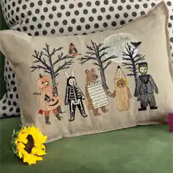 French Linen Trick Or Treat Pillow