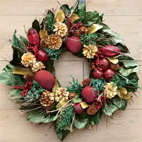 Crimson & Gold Holiday Wreath