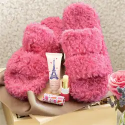 Fluffy Pink Slipper Set