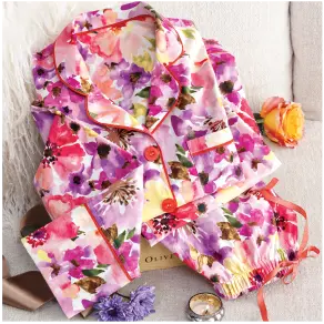 Olive & Cocoa Watercolor Fleur Pajamas