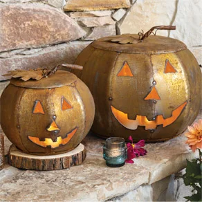 Rustic Metal Jack-o'-Lanterns